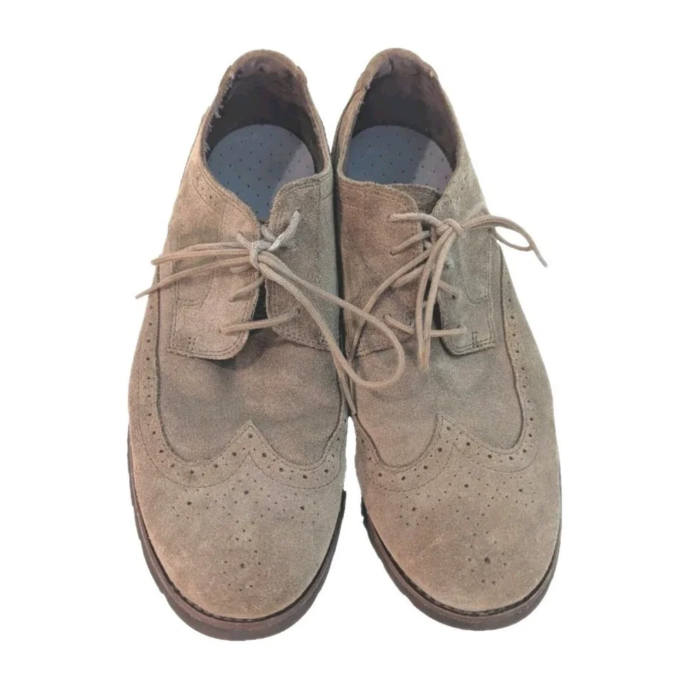 Rockport Men's Ledge Hill Oxford Saddle Wingtip‎ Shoes Leather Vicuna Brown 10.5